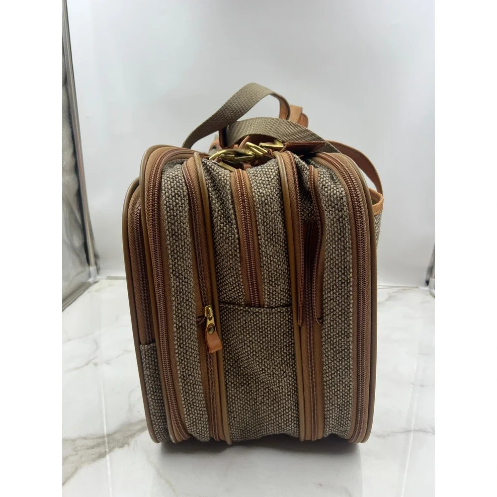VTG Hartmann Leather Tweed Carry On Weekender Triple Compartment Expandable
